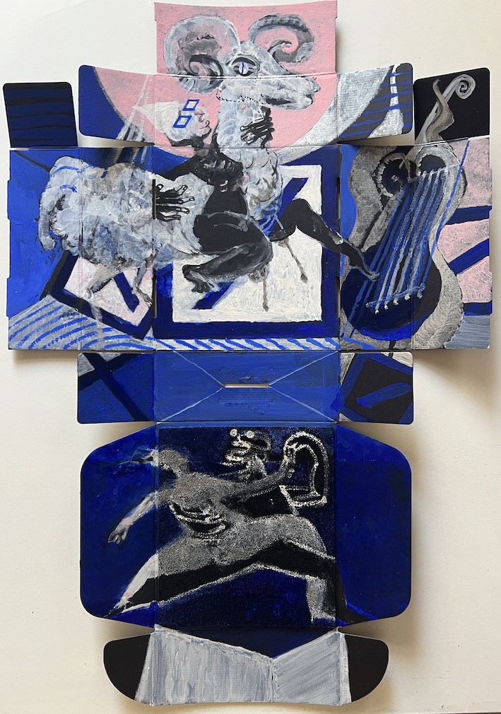 10. Aries bricht das Schweigen der Engel, 2025, Kartonage,74,5x51cm