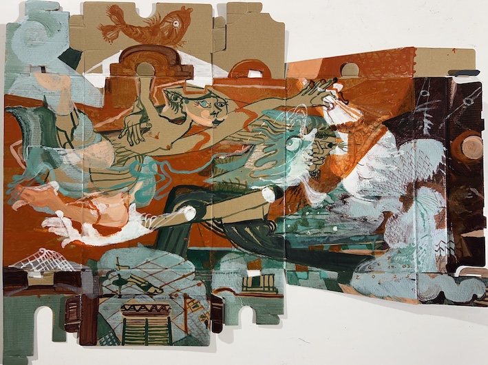7. Blutmond für Aphrodite und Eros, 2025, Kartonage, 64x82cm