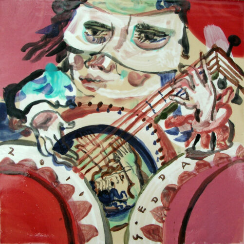 Roter Orpheus, 2011, Unterglasur, 15 x 15 cm